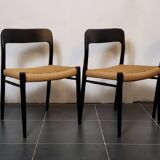 Niels Møller model 75 chair, black, Scandinavian, vintage 1960s.