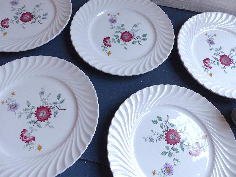 Lot of 5 flat plates stamped Luneville