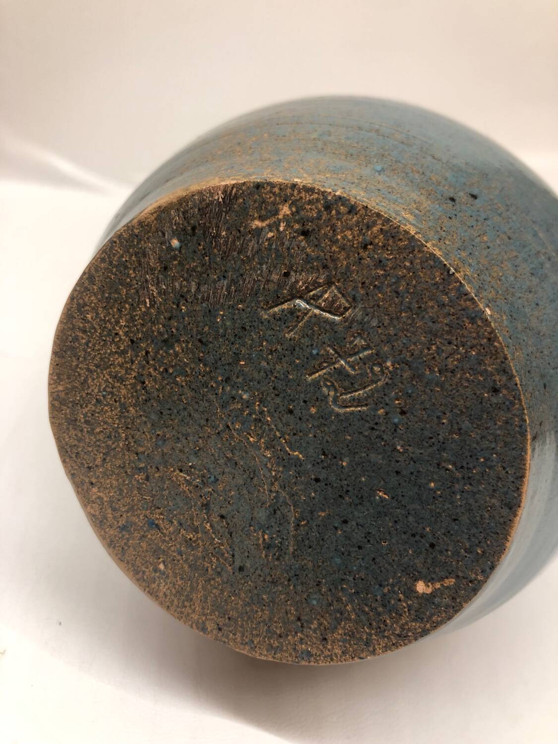 Light blue speckled ceramic vase