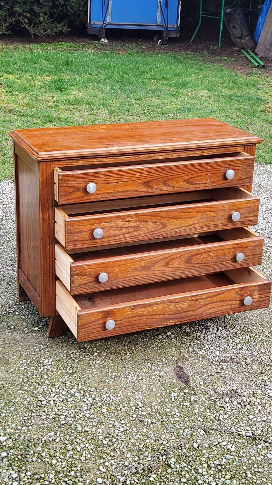 Vintage oak chest of drawers from the 50s compass feet 4 drawers