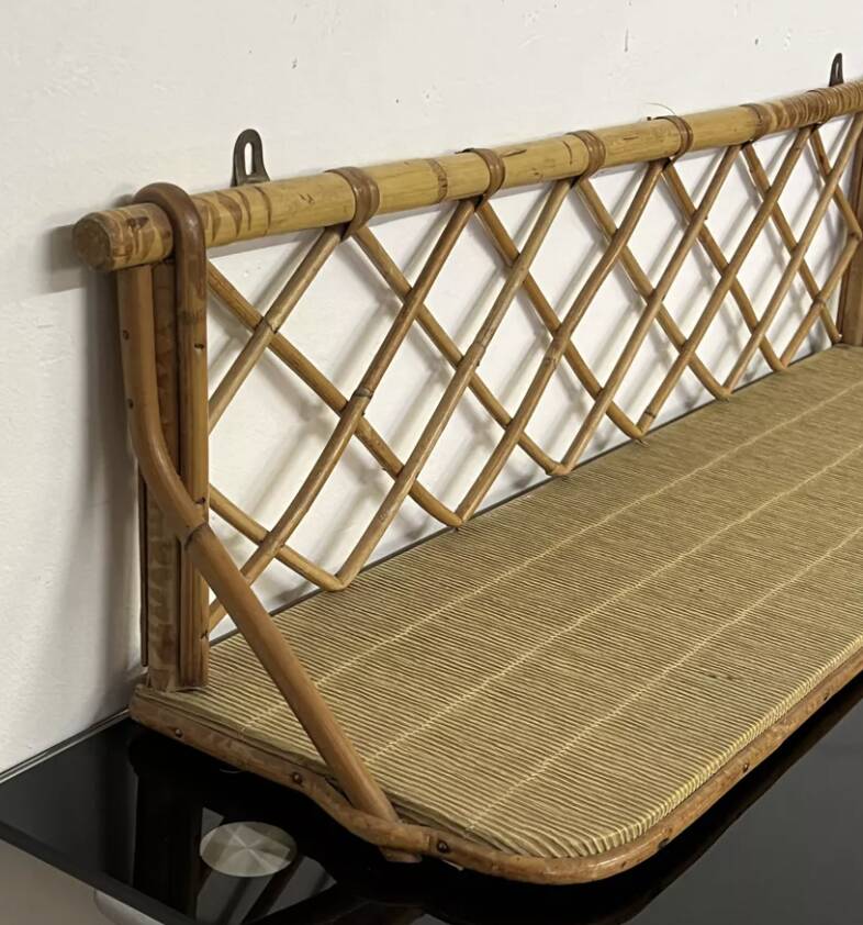 Vintage rattan wall shelf