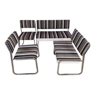 Set avec chaises et bancs Bauhaus, années 1970