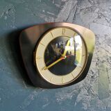 Vintage formica silent trapezoid wall clock "Flash black transistor"