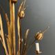 Golden Metal Chandelier with Reed Bouquet Decoration. Coco Chanel Style. Work