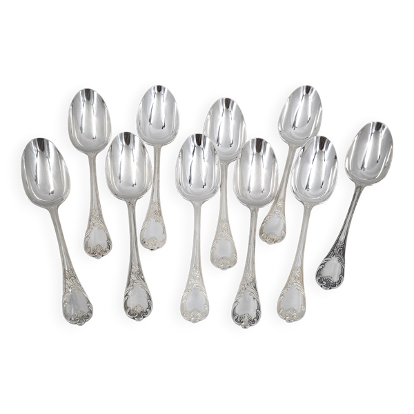 Christofle Marly, 10 cuillères de table métal argenté, 21 cm.