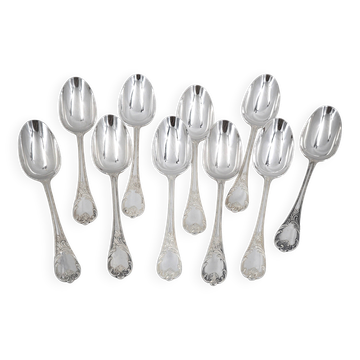 Christofle Marly, 10 cuillères de table métal argenté, 21 cm.