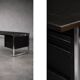 Vintage Mid-Century Danish Modern Minimalist Black Oak Desk with Chrome Base