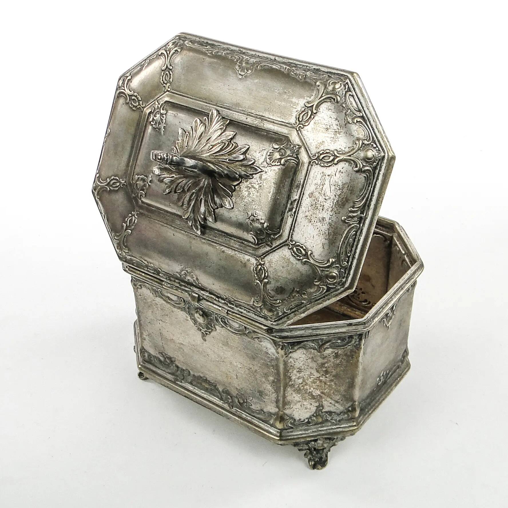 Rococo sugar bowl, silver-plated brass, Norblin, Poland, early 20th century