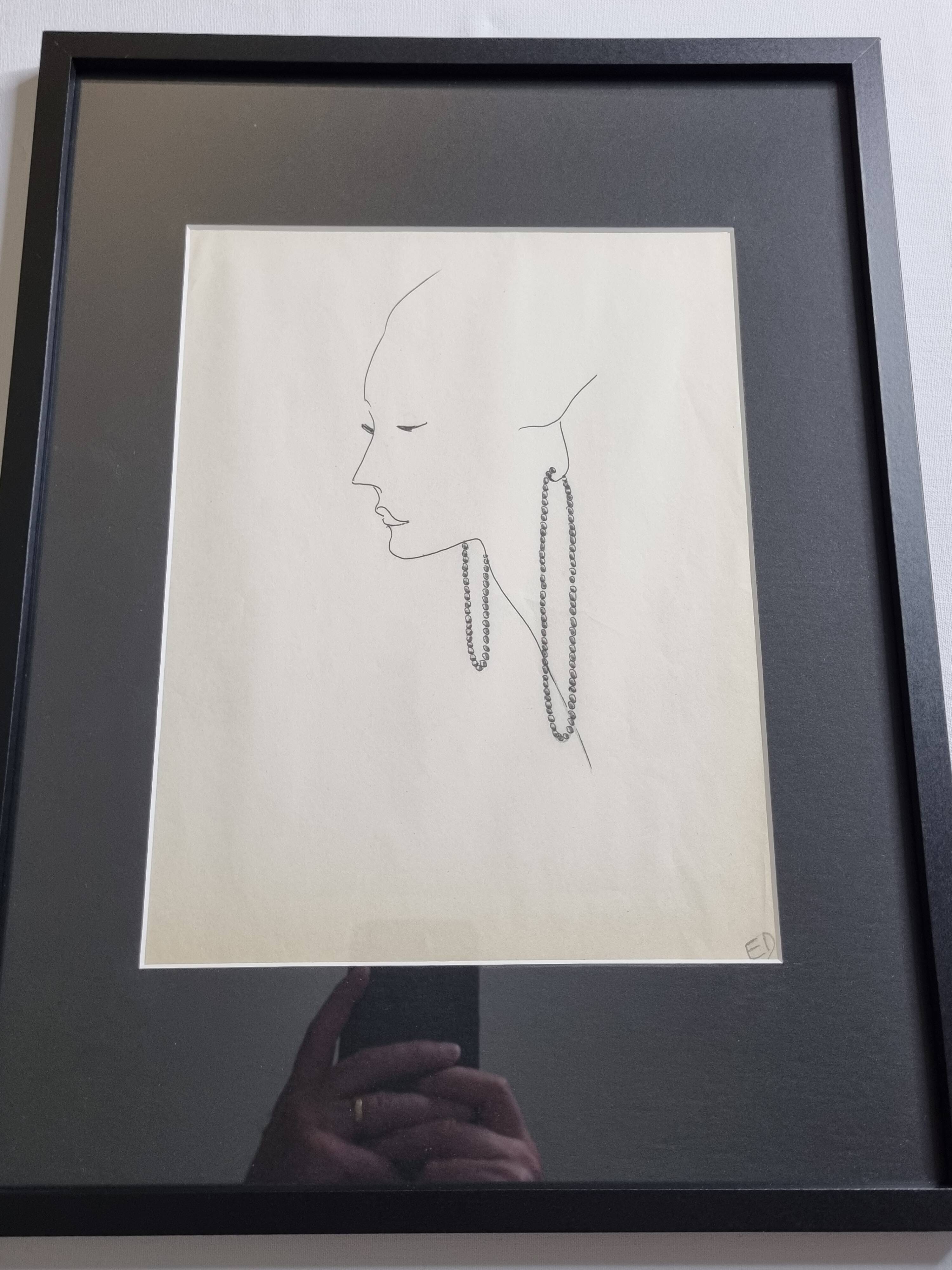 Fashion sketch (accessories), original drawing, signed by Jean Eden, 60s-70s