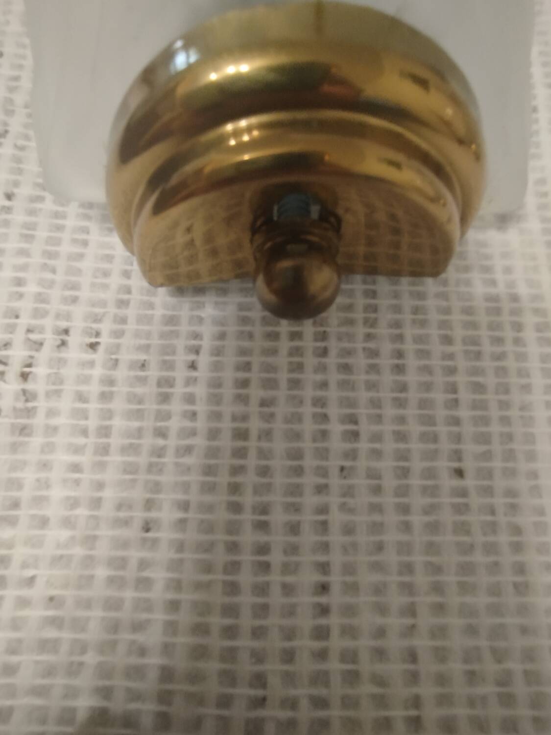 Pair of Art Deco wall sconces in frosted glass & brass
