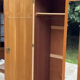 1960s Scandinavian-style compass-legged wardrobe in wood and mirror