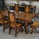 Rustic oak table with ceramic inlays by a student of Joseph Savina 1950s