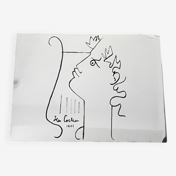 Illustrated mirror profile of Orphée Jean Cocteau 1958