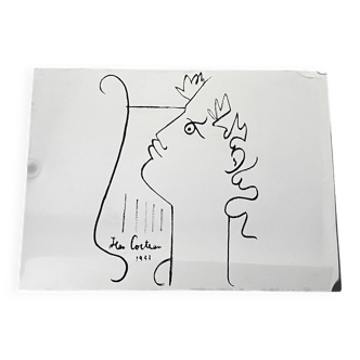 Illustrated mirror profile of Orphée Jean Cocteau 1958