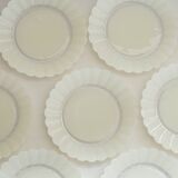 Set of 10 dessert plates flowers petals daisy Duralex Made in France 70s