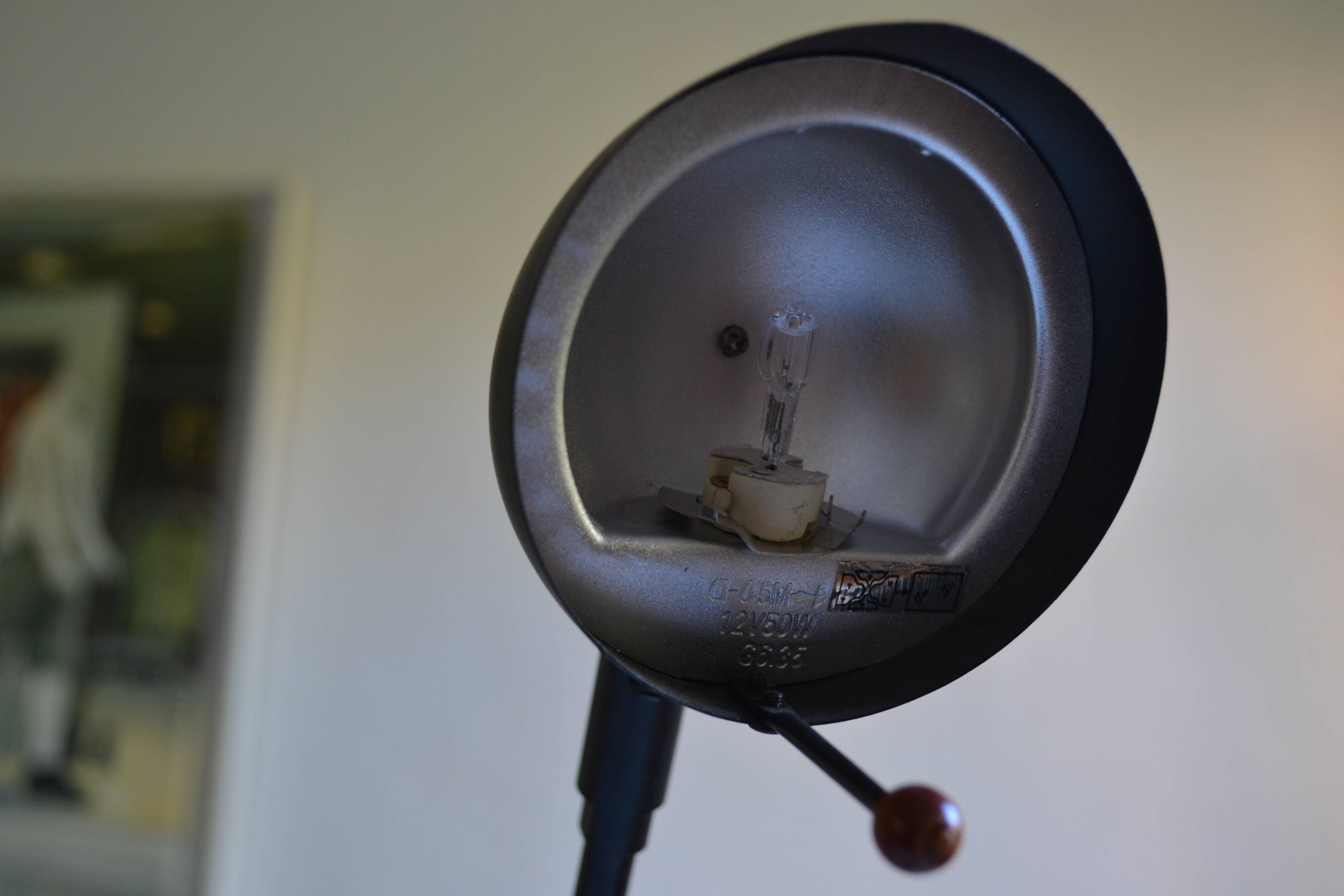 Vintage postmodernist metal and wood table lamp from the 1980s