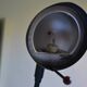 Vintage postmodernist metal and wood table lamp from the 1980s
