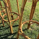 3 tabourets rotin vintage