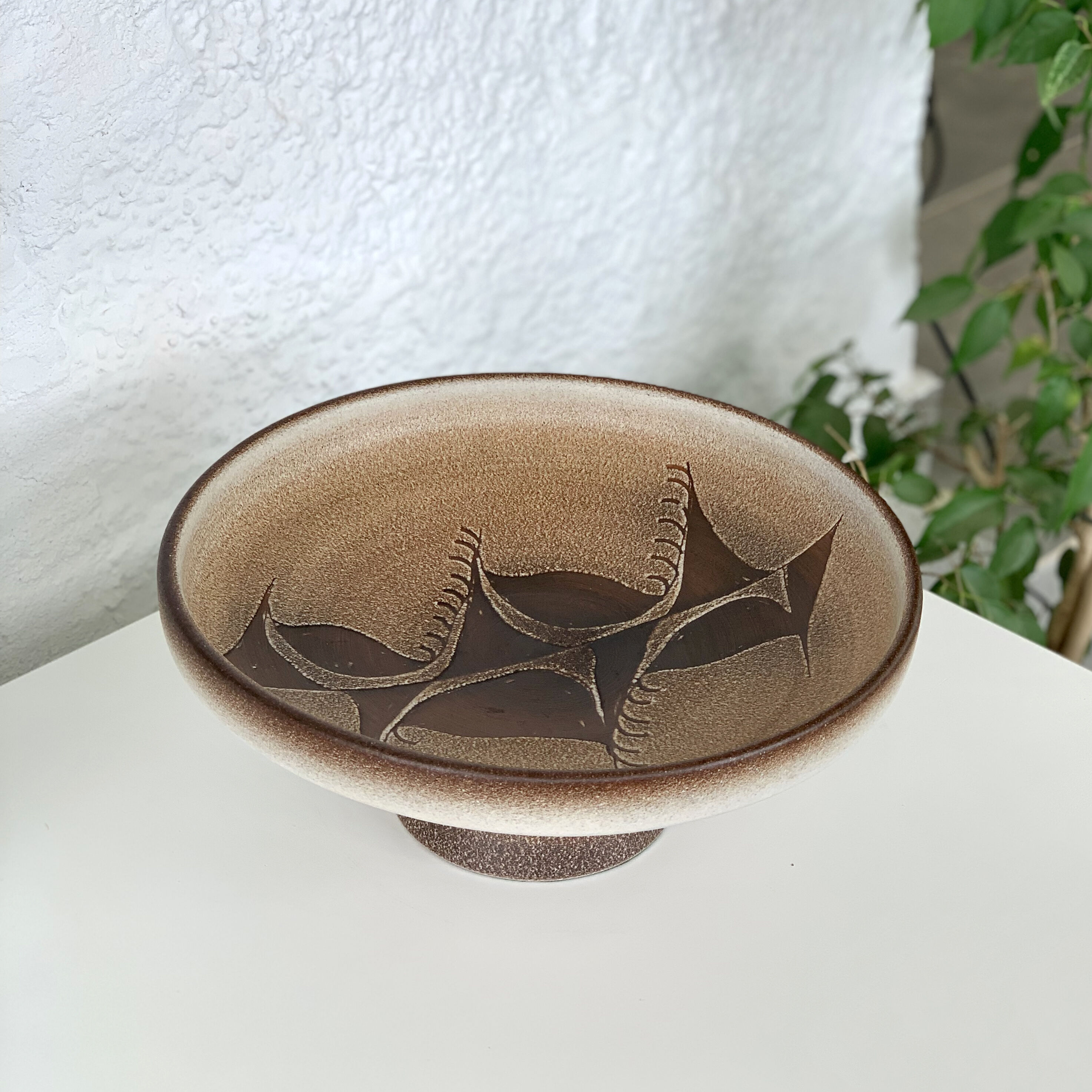 Artisanal ceramic compote bowl "Serra", 1960