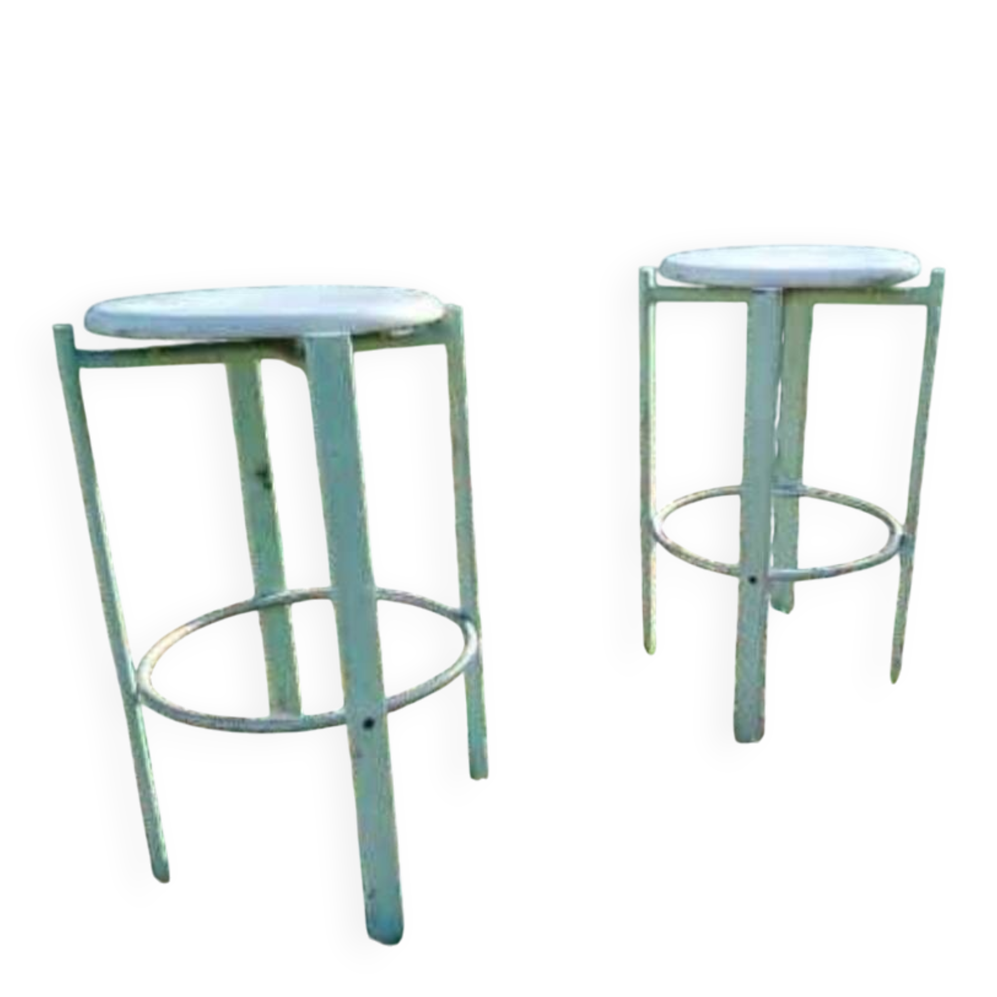 Paire de chaises de bar de couleur verte style usine