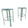 Pair of green factory-style bar stools.