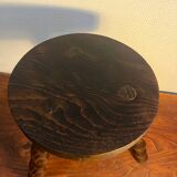 Round tripod stool with turned wooden legs