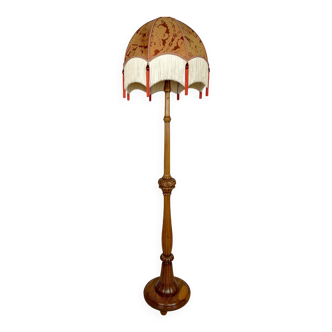 Important Art Deco carved oak floor lamp, France, circa 1920