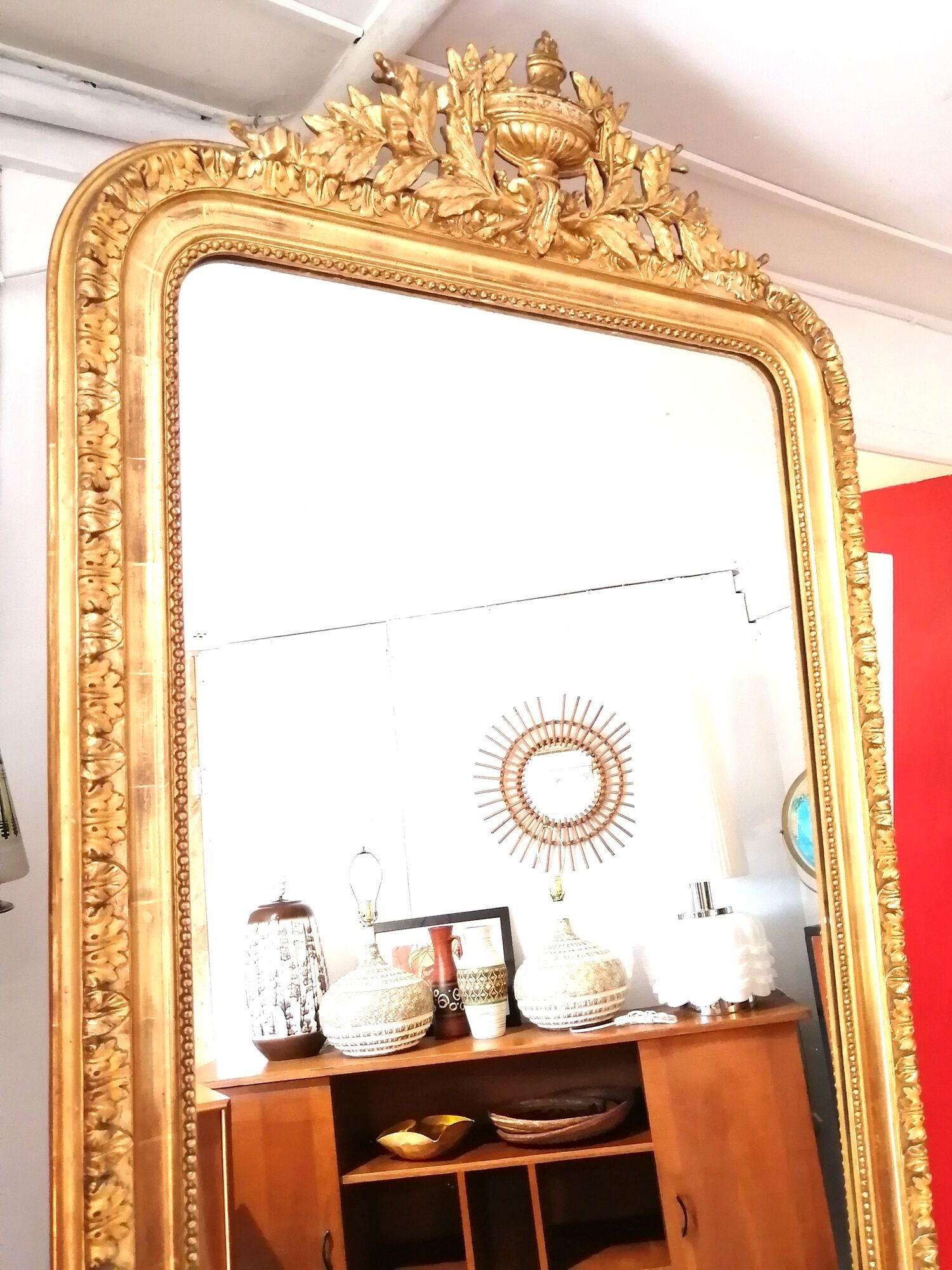 Old mirror Louis Philippe with pediment 142x81cm