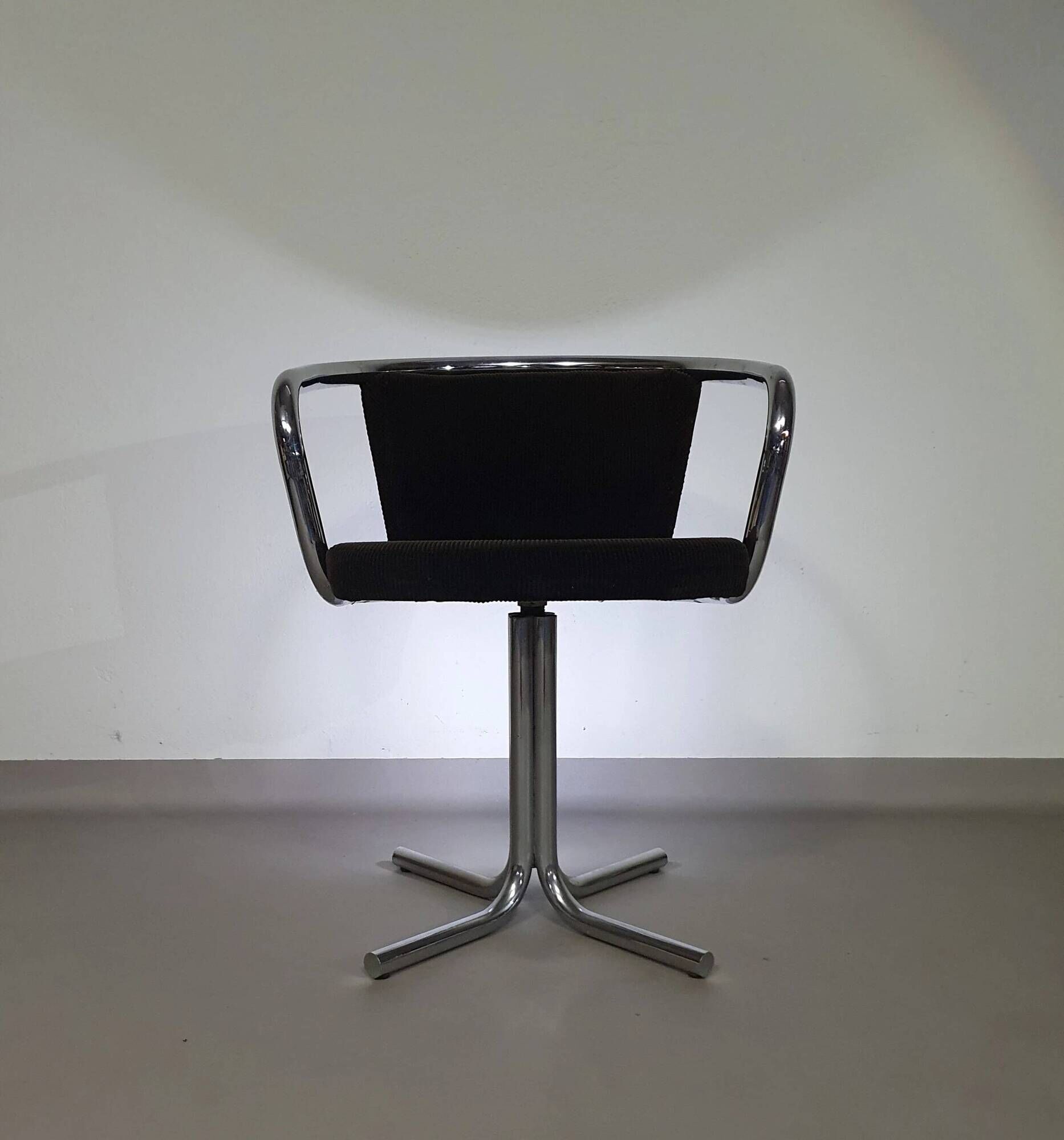 3 x mid-century tube frame chairs (swivel) corduroy upholstery