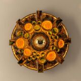 Sputnik wall lamp in brown and orange ceramic, Germany, 1970s.