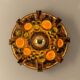 Sputnik wall lamp in brown and orange ceramic, Germany, 1970s.