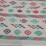 White carpet with multicolored Berber patterns handmade