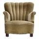 Fauteuil danois des années 1960, velours vert, bois de chêne.