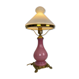 Table lamp with frame of pink opaline glass Funen's glassworks, 1930s