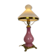 Lampe de table avec cadre en verre opalin rose Funen’s glassworks, années 1930