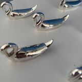 Set of 8 Vintage Silver Metal Knife Holders - Elegant Swan Shape