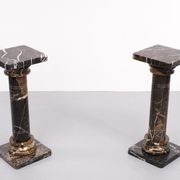 Two black portoro marble pedestals, Italy