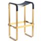 Contemporary Bar Stool Metal Aged Brass Natural Tobacco Leather