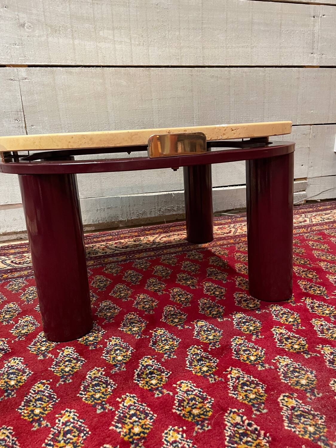 Coffee table end of sofa travertine design Roche Bobois