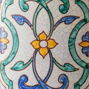 Granada Albarello Ceramic Table Lamp, Hand-Painted, New Silk Shade