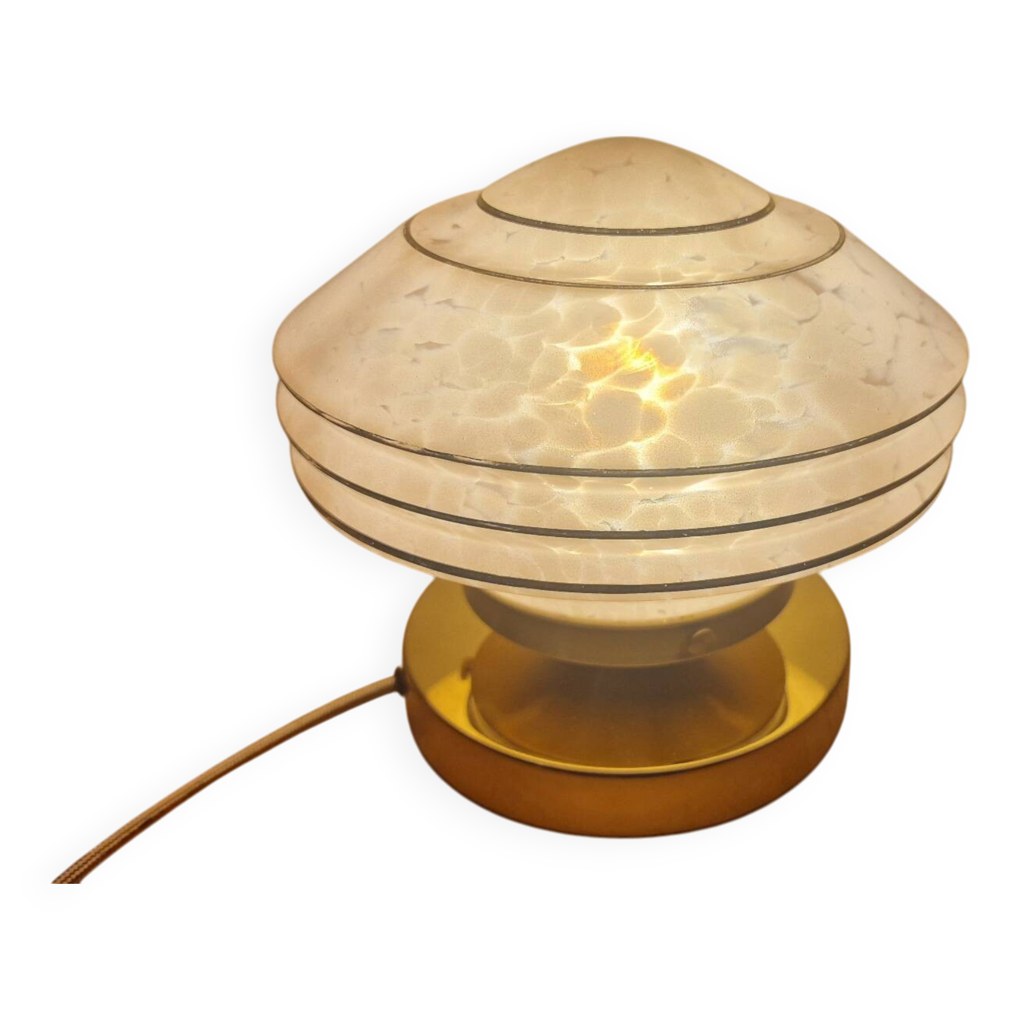 Art Deco glass touch lamp in pink Clichy glass