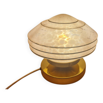 Art Deco glass touch lamp in pink Clichy glass