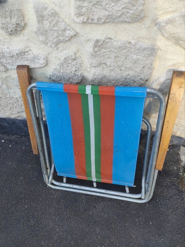 Chaise pliante de camping rétro vintage 1970