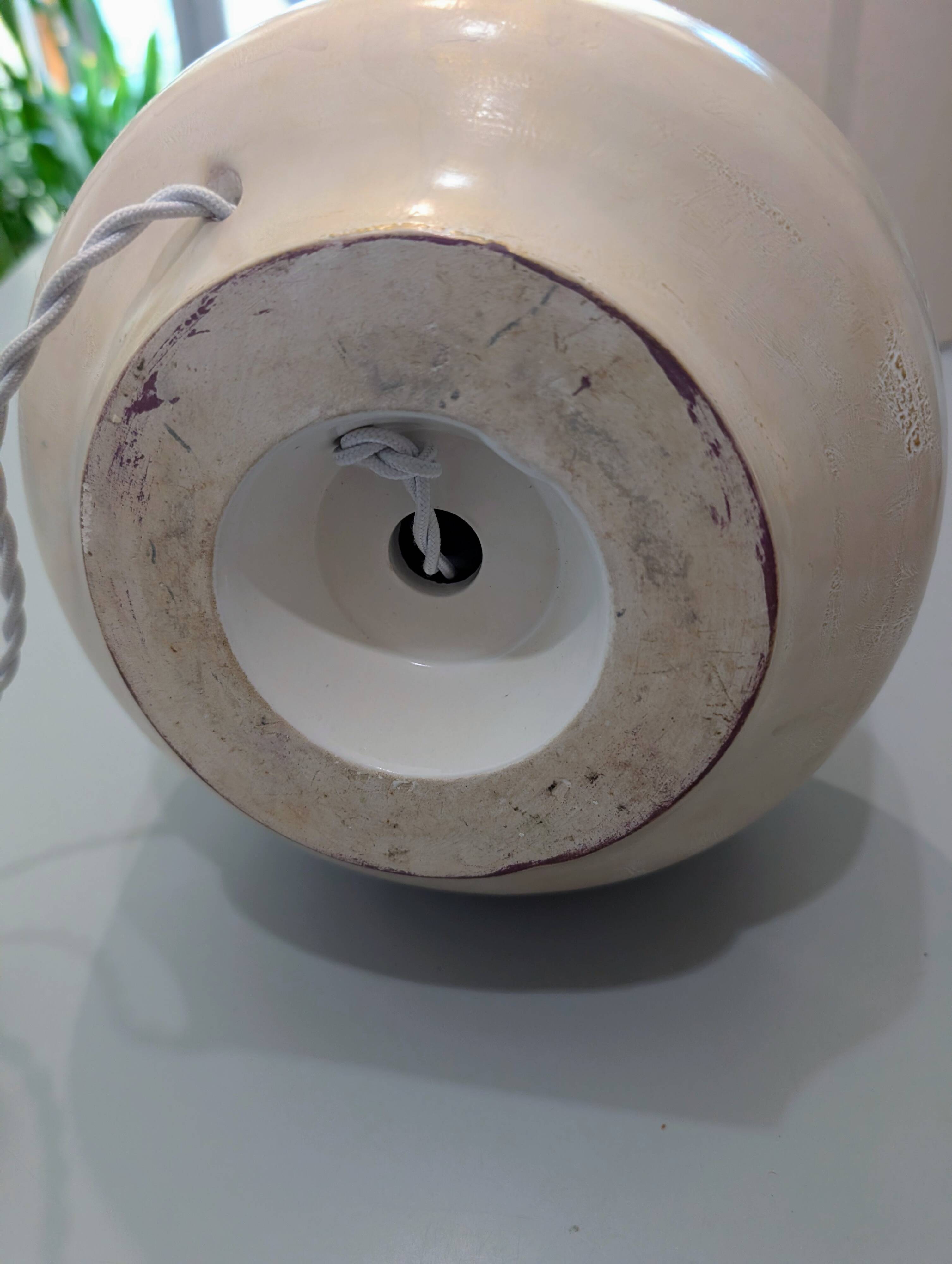 Digoin "perlé" lamp in antique earthenware