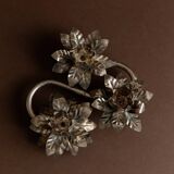 Silver-plated Metal Candlestick with 3 Flower Cups - Vintage Mid-Century Italian Design (1960s)