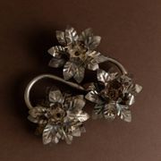 Silver-plated Metal Candlestick with 3 Flower Cups - Vintage Mid-Century Italian Design (1960s)