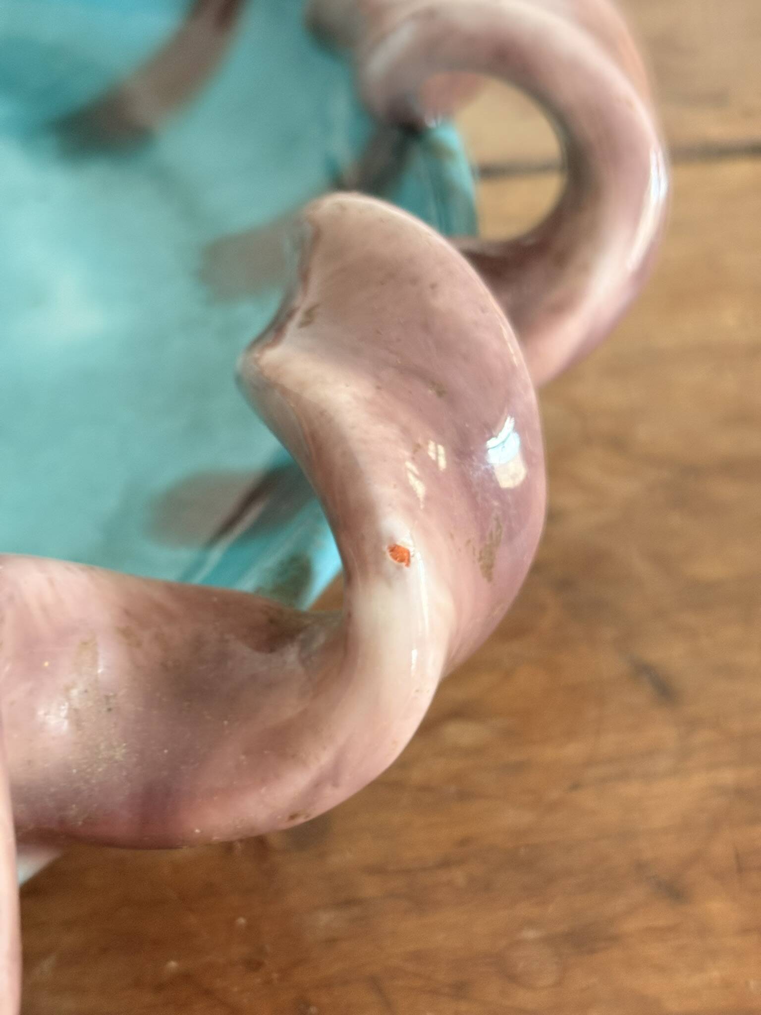 Empty Pocket Bowl Ceramic Pottery Bavent Turquoise Violet Glaze