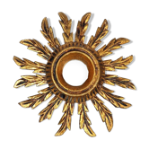 Small vintage golden wood sun mirror 50s 25x3.5 cm Good condition B537