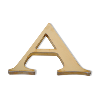 Letter sign in gold metal "A" 1980