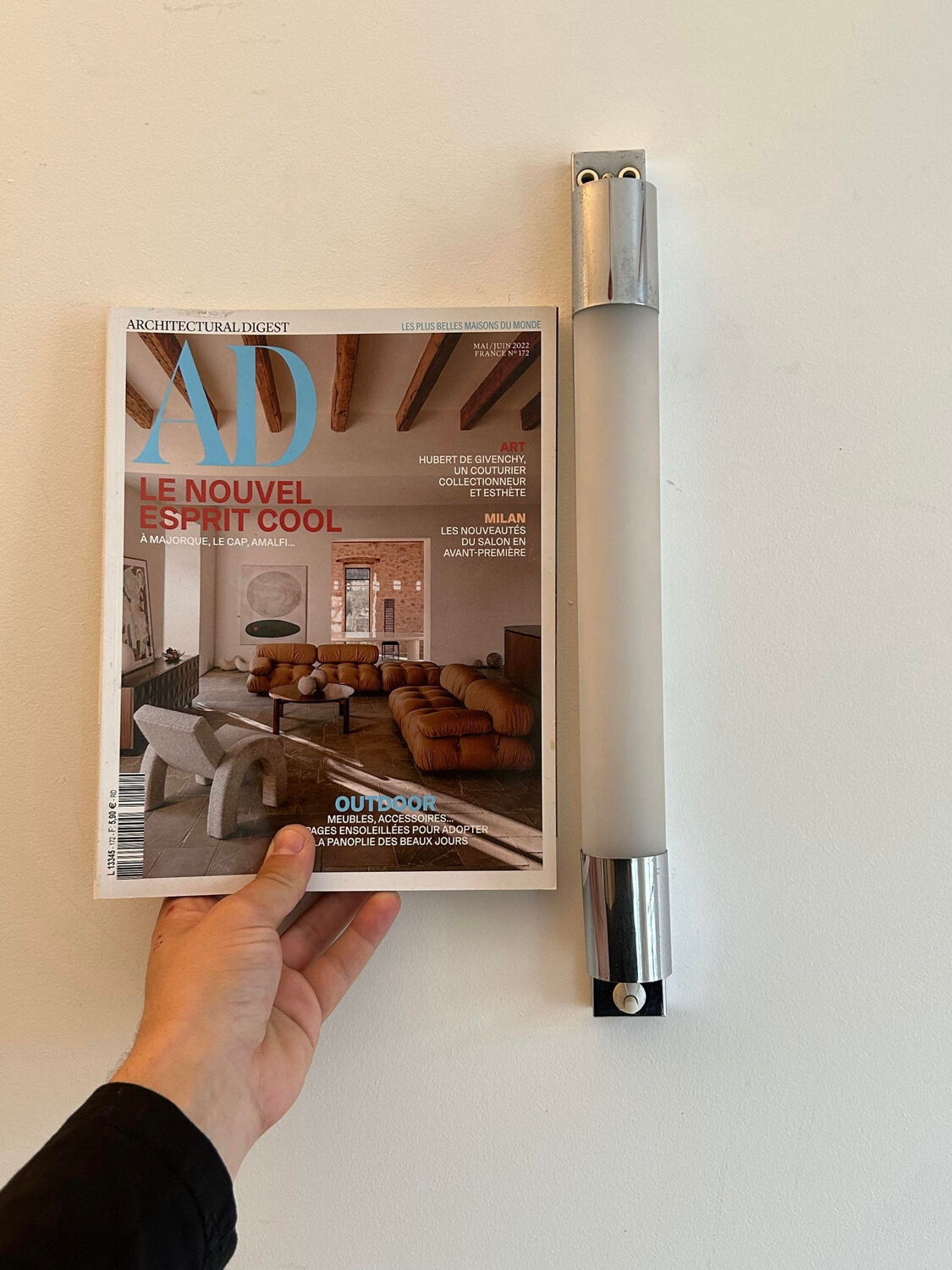 Modernist wall lamp vintage chromed metal France 1930